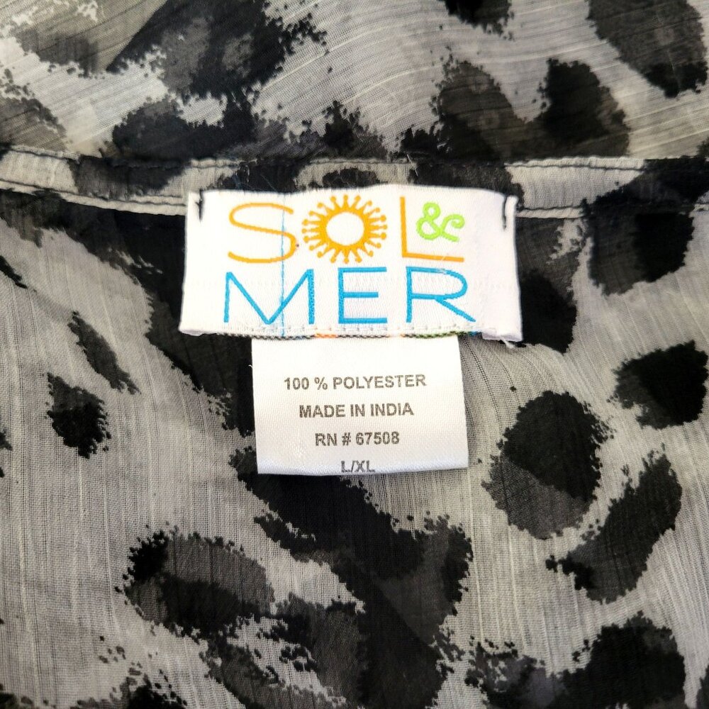Sol & Mer Sheer Animal Print Caftan Poncho Swim Cover-Up - Picture 4 of 4